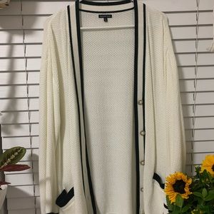 White and black cardigan